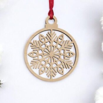 Intra απο ξύλο plywood 3mm-4mm πάχος – Στολίδι Χριστουγεννιάτικου Δέντρου Μπιχλιμπίδι με νιφάδα χιονιού 25x30 cm INTRAVECTRY-MY550256 - Image 1