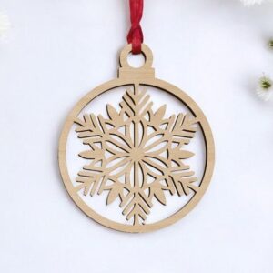 Intra απο ξύλο plywood 3mm-4mm πάχος – Χριστουγεννιάτικη μπάλα νιφάδας χιονιού 10x10 cm INTRAVECTRY-MY551042