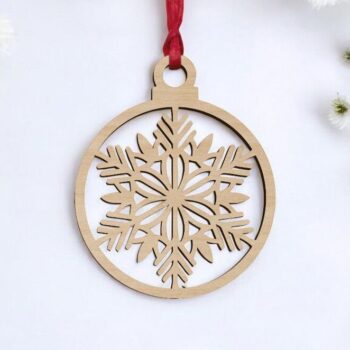 Intra απο ξύλο plywood 3mm-4mm πάχος – Χριστουγεννιάτικη μπάλα νιφάδας χιονιού 50x60 cm INTRAVECTRY-MY548448 - Image 1