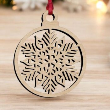 Intra απο ξύλο plywood 3mm-4mm πάχος – Μπιχλιμπίδι χριστουγεννιάτικο δέντρο με νιφάδες χιονιού 35x40 cm INTRAVECTRY-MY553561 - Image 1