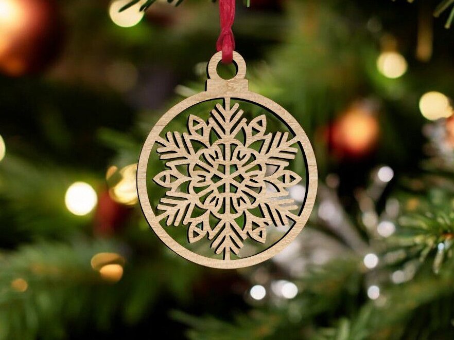 Intra απο ξύλο plywood 3mm-4mm πάχος – Χριστουγεννιάτικο στολίδι με νιφάδες χιονιού 20x25 cm INTRAVECTRY-MY546966