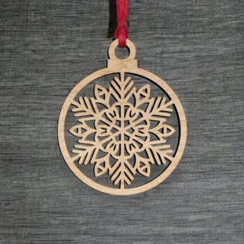 Intra απο ξύλο plywood 3mm-4mm πάχος – Χριστουγεννιάτικο στολίδι με νιφάδες χιονιού 25x30 cm INTRAVECTRY-MY559946 - Image 2