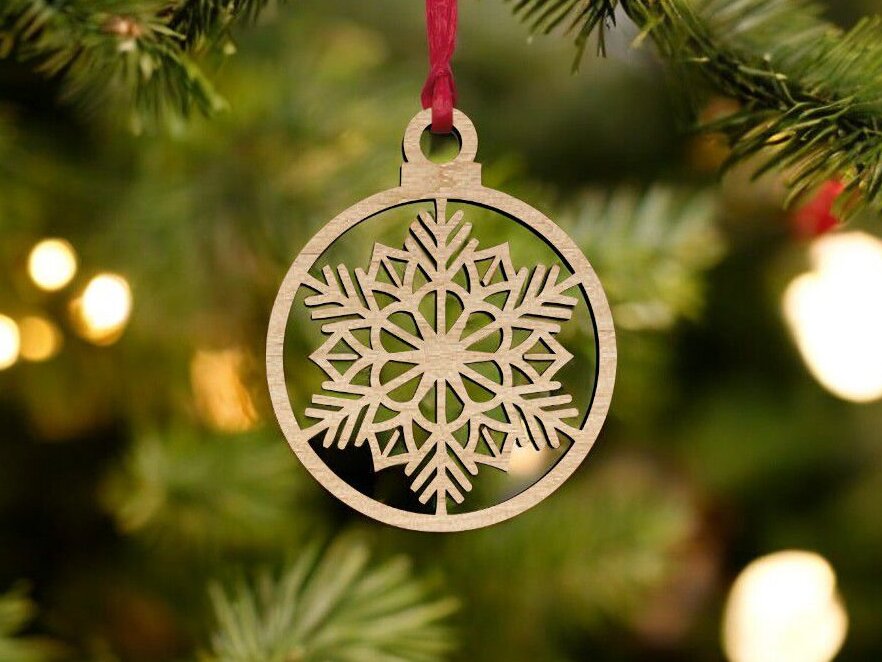 Intra απο ξύλο plywood 3mm-4mm πάχος – Χειμερινό στολίδι Snowflake Ball 12x15 cm INTRAVECTRY-MY551908