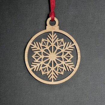 Intra απο ξύλο plywood 3mm-4mm πάχος – Χειμερινό στολίδι Snowflake Ball 10x10 cm INTRAVECTRY-MY548452 - Image 2