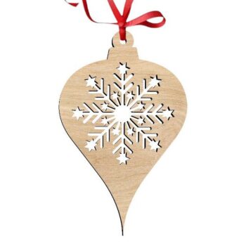 Intra απο ξύλο plywood 3mm-4mm πάχος – Χριστουγεννιάτικο στολίδι με βολβό νιφάδας χιονιού 25x30 cm INTRAVECTRY-MY548455 - Image 1