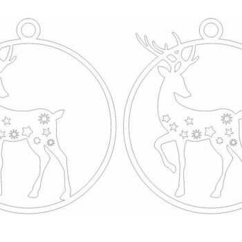 Intra απο ξύλο plywood 3mm-4mm πάχος – Στρογγυλό χριστουγεννιάτικο στολίδι ελαφιών 20x20 cm INTRAVECTRY-MY548475 - Image 3