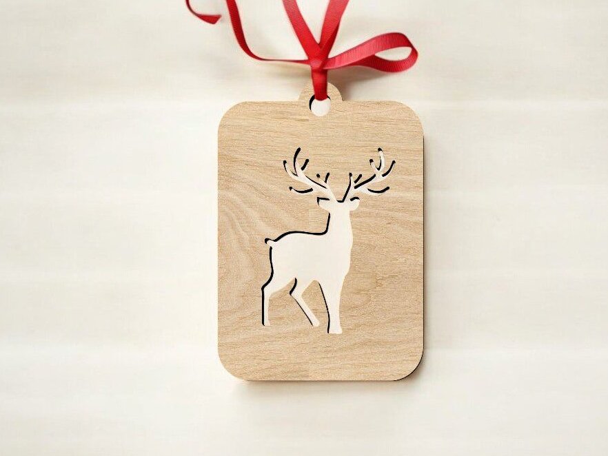 Intra απο ξύλο plywood 3mm-4mm πάχος – Χριστουγεννιάτικο στολίδι με τάρανδο 25x25 cm INTRAVECTRY-MY547063