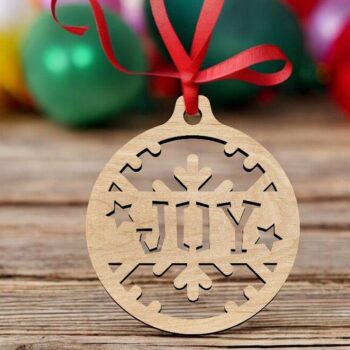 Intra απο ξύλο plywood 3mm-4mm πάχος – Κρεμαστό στολίδι Joy Χριστουγεννιάτικο Δέντρο 40x40 cm INTRAVECTRY-MY551078 - Image 2