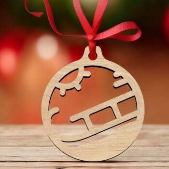 Intra απο ξύλο plywood 3mm-4mm πάχος – Χριστουγεννιάτικο στολίδι με έλκηθρο Άγιου Βασίλη 40x40 cm INTRAVECTRY-MY545698 - Image 1