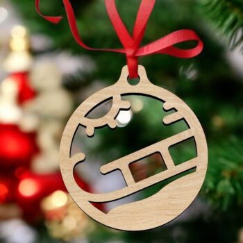 Intra απο ξύλο plywood 3mm-4mm πάχος – Χριστουγεννιάτικο στολίδι με έλκηθρο Άγιου Βασίλη 40x40 cm INTRAVECTRY-MY545698 - Image 2