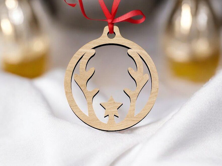 Intra απο ξύλο plywood 3mm-4mm πάχος – Χριστουγεννιάτικο μπιχλιμπίδι Deer Antler 30x30 cm INTRAVECTRY-MY553762