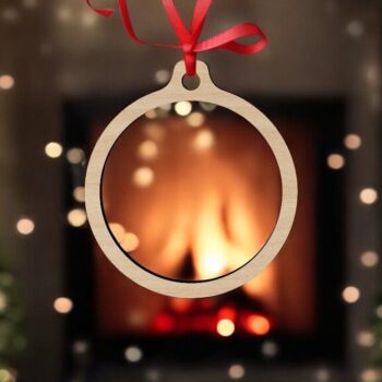 Intra απο ξύλο plywood 3mm-4mm πάχος – Στρογγυλό κούφιο χριστουγεννιάτικο στολίδι 10x10 cm INTRAVECTRY-MY549258 - Image 1