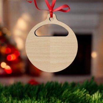 Intra απο ξύλο plywood 3mm-4mm πάχος – Χριστουγεννιάτικο στρογγυλό μπιχλιμπίδι 10x10 cm INTRAVECTRY-MY549262 - Image 2