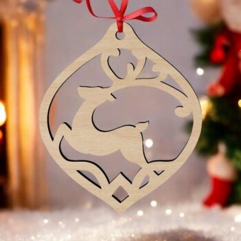 Intra απο ξύλο plywood 3mm-4mm πάχος – Χριστουγεννιάτικο ελαφάκι 30x30 cm INTRAVECTRY-MY549263 - Image 2
