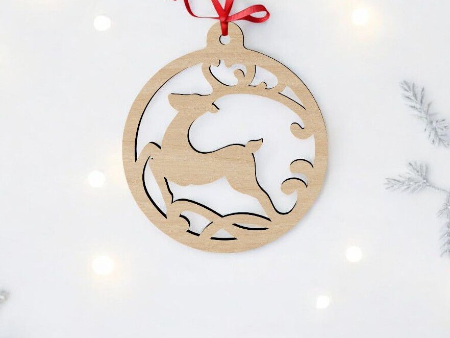 Intra απο ξύλο plywood 3mm-4mm πάχος – Χριστουγεννιάτικο στολίδι από ελάφια 40x45 cm INTRAVECTRY-MY549778
