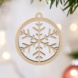 Intra απο ξύλο plywood 3mm-4mm πάχος – Διακόσμηση χριστουγεννιάτικου δέντρου με νιφάδες χιονιού 50x60 cm INTRAVECTRY-MY560090