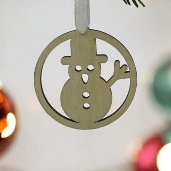 Intra απο ξύλο plywood 3mm-4mm πάχος – Χριστουγεννιάτικο μπιχλιμπίδι χιονάνθρωπος 25x30 cm INTRAVECTRY-MY545733 - Image 1