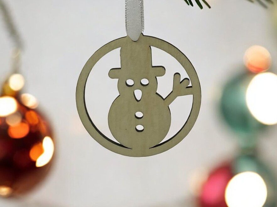 Intra απο ξύλο plywood 3mm-4mm πάχος – Χριστουγεννιάτικο μπιχλιμπίδι χιονάνθρωπος 40x45 cm INTRAVECTRY-MY550382