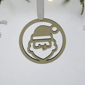 Intra απο ξύλο plywood 3mm-4mm πάχος – Χριστουγεννιάτικο μπιχλιμπίδι με το κεφάλι του Άγιου Βασίλη 10x10 cm INTRAVECTRY-MY552104