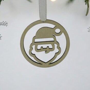 Intra απο ξύλο plywood 3mm-4mm πάχος – Χριστουγεννιάτικο μπιχλιμπίδι με το κεφάλι του Άγιου Βασίλη 15x20 cm INTRAVECTRY-MY545734 - Image 1