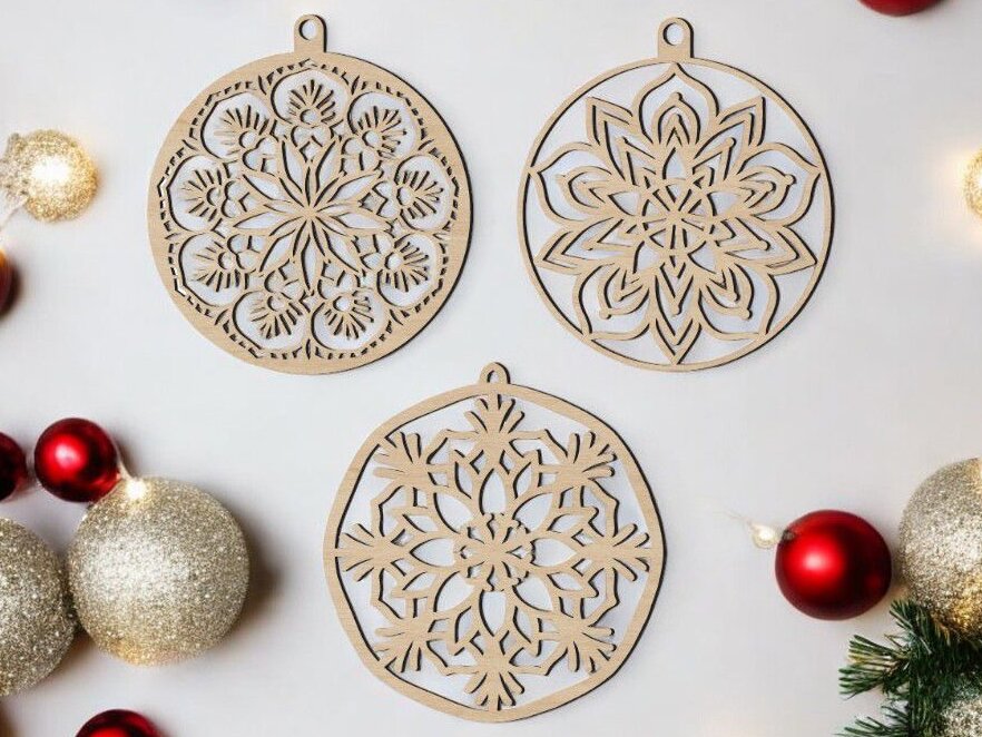 Intra απο ξύλο plywood 3mm-4mm πάχος – Floral Χριστουγεννιάτικα στολίδια 45x50 cm INTRAVECTRY-MY553971