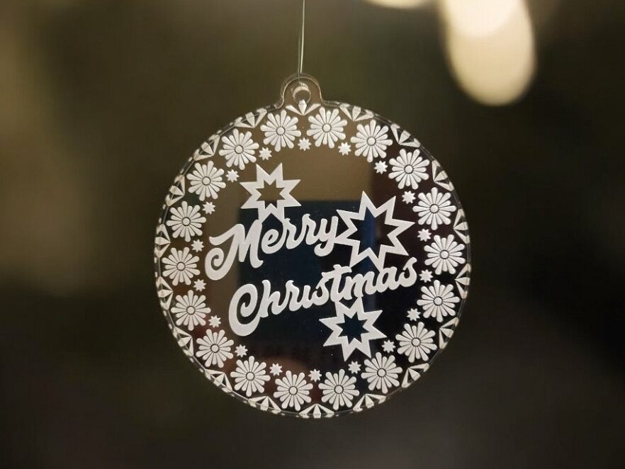 Intra απο ξύλο plywood 3mm-4mm πάχος – Χαρούμενα Χριστούγεννα στολίδι με ακρυλικό χαραγμένο 30x35 cm INTRAVECTRY-MY545745