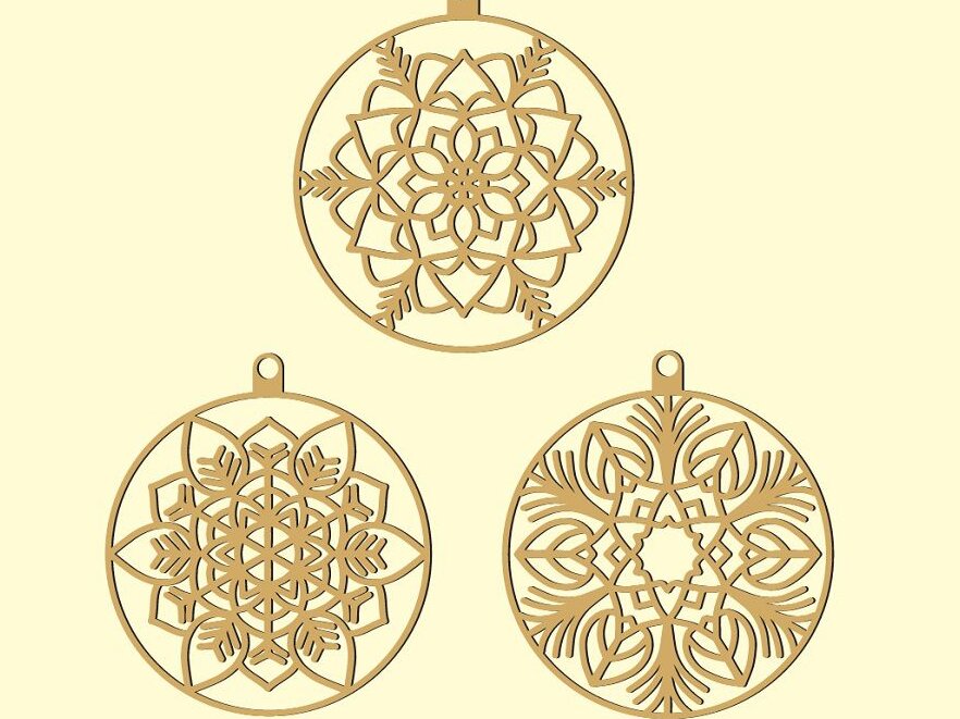 Intra απο ξύλο plywood 3mm-4mm πάχος – Χριστουγεννιάτικα στολίδια Floral Ball 6 12x15 cm INTRAVECTRY-MY552122