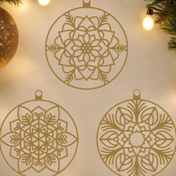 Intra απο ξύλο plywood 3mm-4mm πάχος – Χριστουγεννιάτικα στολίδια Floral Ball 6 30x30 cm INTRAVECTRY-MY553979 - Image 2