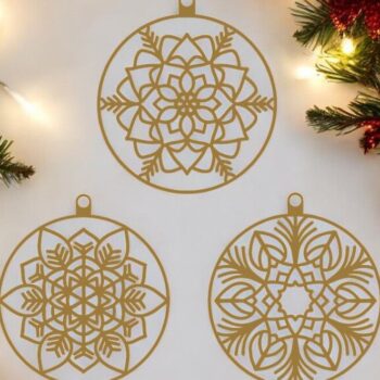 Intra απο ξύλο plywood 3mm-4mm πάχος – Χριστουγεννιάτικα στολίδια Floral Ball 6 30x30 cm INTRAVECTRY-MY553979 - Image 3