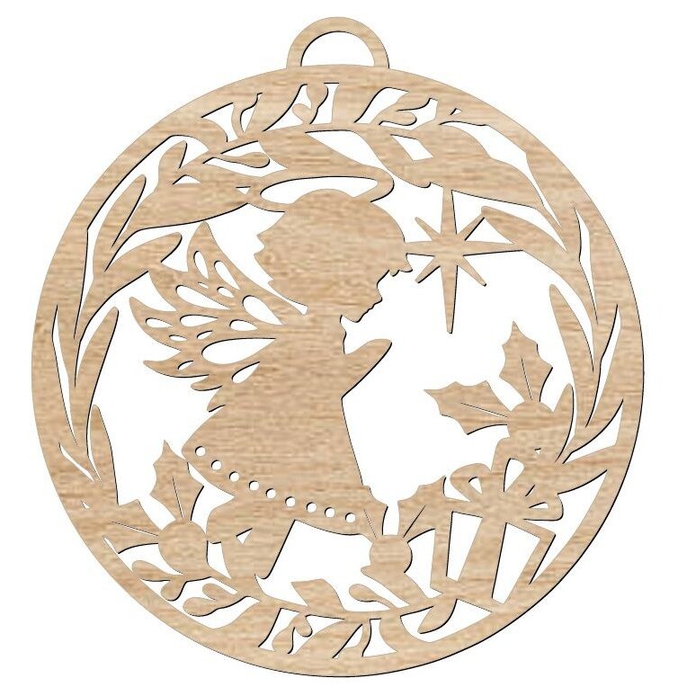 Intra απο ξύλο plywood 3mm-4mm πάχος – Στολίδι με μπάλα για χριστουγεννιάτικο δέντρο αγγέλου 50x60 cm INTRAVECTRY-MY552283