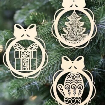 Intra απο ξύλο plywood 3mm-4mm πάχος – Κουτί δώρου, χριστουγεννιάτικα γάντια και δέντρο σε ξύλο κορδέλας με φιόγκο μπάλα 15x15 cm INTRAVECTRY-MY548646 - Image 1