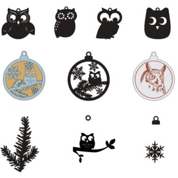 Intra απο ξύλο plywood 3mm-4mm πάχος – ξύλο συλλογής Χριστουγεννιάτικων στολιδιών κουκουβάγιας 35x40 cm INTRAVECTRY-MY548660 - Image 1