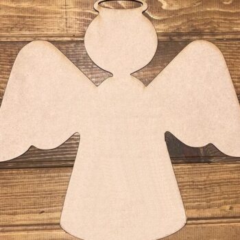 Intra απο ξύλο plywood 3mm-4mm πάχος – ξύλο στολίδι με ξύλινο άγγελο ατράκτου 30x35 cm INTRAVECTRY-MY548697 - Image 1