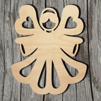 Intra απο ξύλο plywood 3mm-4mm πάχος – Σχήμα αποκοπής ξύλινου αγγέλου με ξύλο καρδιών 12x15 cm INTRAVECTRY-MY545782 - Image 1