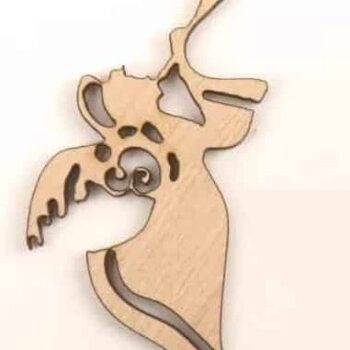 Intra απο ξύλο plywood 3mm-4mm πάχος – Ξύλινος Άγγελος με Στολίδι για Τρομπέτα 25x30 cm INTRAVECTRY-MY550468 - Image 1