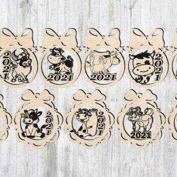 Intra απο ξύλο plywood 3mm-4mm πάχος – ξύλο συλλογής New Year Ox Pendant Bauble 50x60 cm INTRAVECTRY-MY555998 - Image 1