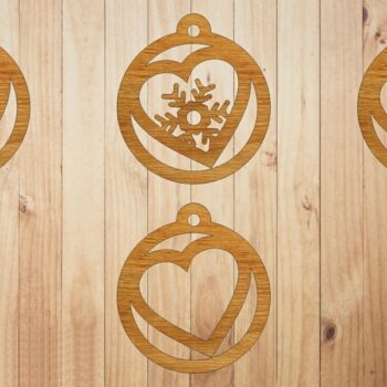 Intra απο ξύλο plywood 3mm-4mm πάχος – Κρεμαστό Κρεμαστό Δέντρο ξύλο Κοίλη Καρδιά Χιονονιφάδας 30x35 cm INTRAVECTRY-MY556065 - Image 1