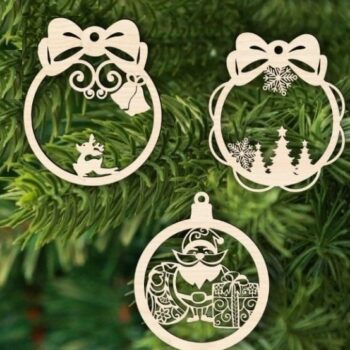 Intra απο ξύλο plywood 3mm-4mm πάχος – ξύλο Χριστουγεννιάτικου Στρογγυλού Μπιχλιμπίδι Παιχνίδια 15x15 cm INTRAVECTRY-MY550487 - Image 1