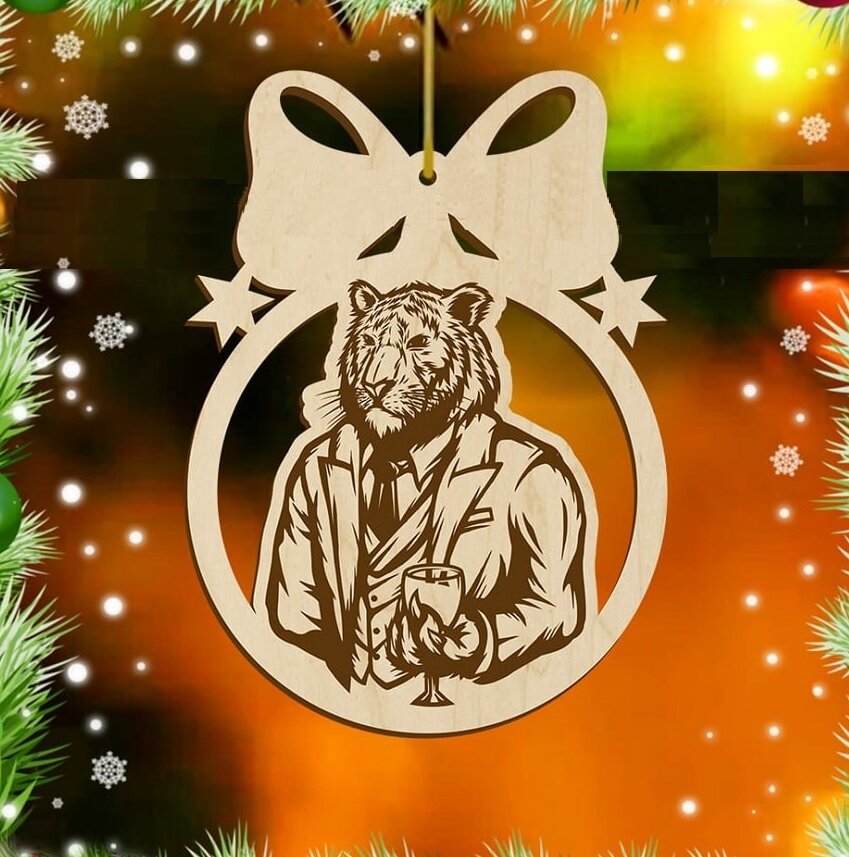 Intra απο ξύλο plywood 3mm-4mm πάχος – Ταίριασμα Tigra σε ξύλο Πρωτοχρονιάς 40x40 cm INTRAVECTRY-MY545802