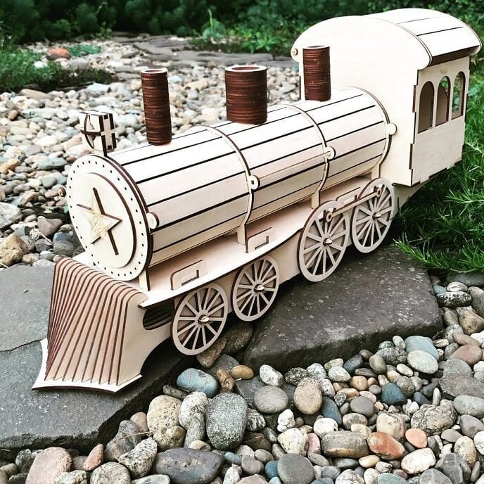 Intra απο ξύλο plywood 3mm-4mm πάχος – ξύλο θήκης φιάλης κρασιού κινητήρα Locomotive Engine 25x30 cm INTRAVECTRY-MY547640