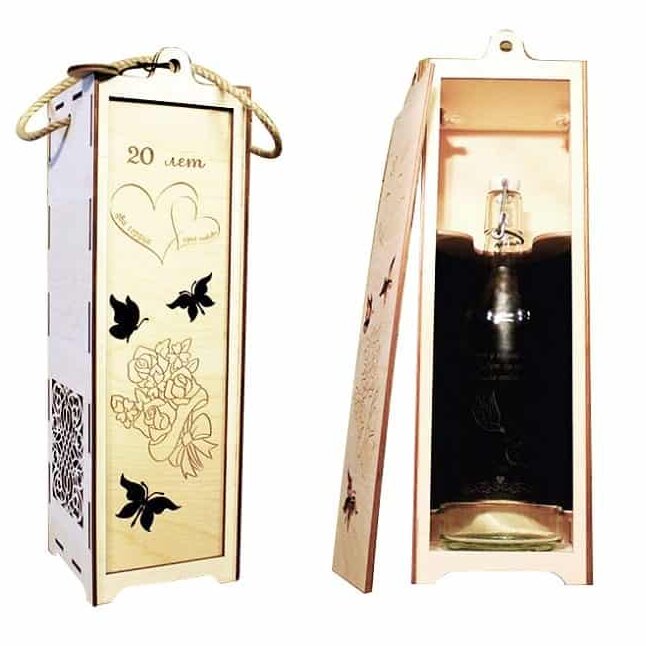 Intra απο ξύλο plywood 3mm-4mm πάχος – Χαραγμένο ρομαντικό κουτί δώρου κρασιού με συρόμενο καπάκι 50x60 cm INTRAVECTRY-MY546209