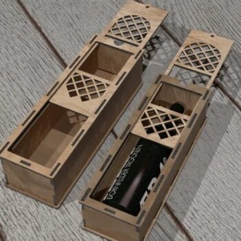 Intra απο ξύλο plywood 3mm-4mm πάχος – Κουτί κρασιού με συρόμενο μοτίβο καπακιού ξύλο 4mm 12x15 cm INTRAVECTRY-MY546210 - Image 1