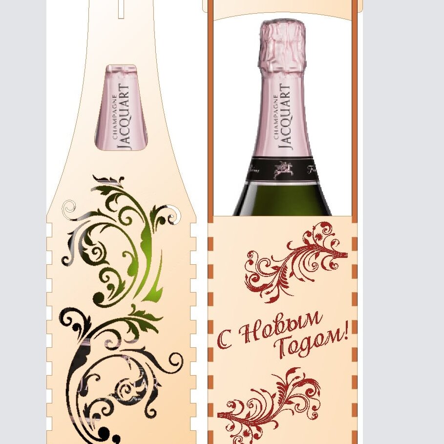 Intra απο ξύλο plywood 3mm-4mm πάχος – Κουτί μεταφοράς μονής φιάλης με φλοράλ χαρακτικό ξύλο 40x40 cm INTRAVECTRY-MY546212