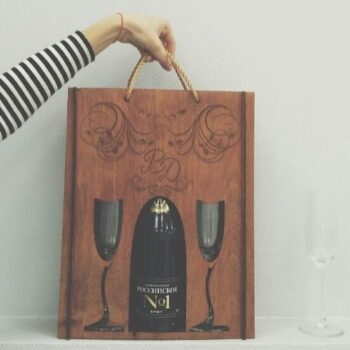 Intra απο ξύλο plywood 3mm-4mm πάχος – ξύλο δώρου για μπουκάλι σαμπάνιας και γυαλί 45x50 cm INTRAVECTRY-MY561213 - Image 1