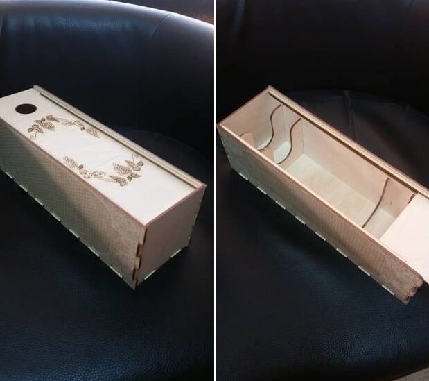 Intra απο ξύλο plywood 3mm-4mm πάχος – Κουτί δώρου μονό μπουκάλι κρασιού με χαραγμένο ξύλο με συρόμενο ξύλο καπακιού 40x45 cm INTRAVECTRY-MY560716