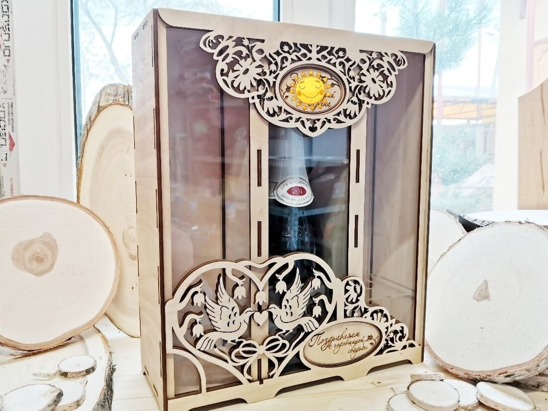 Intra απο ξύλο plywood 3mm-4mm πάχος – Διακοσμητικό Δώρο Γάμου Επετείου Wine Box File 20x20 cm INTRAVECTRY-MY545871