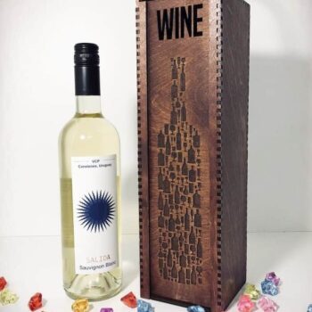 Intra απο ξύλο plywood 3mm-4mm πάχος – Κουτί μπουκαλιού κρασιού με συρόμενο καπάκι 30x35 cm INTRAVECTRY-MY556134 - Image 1