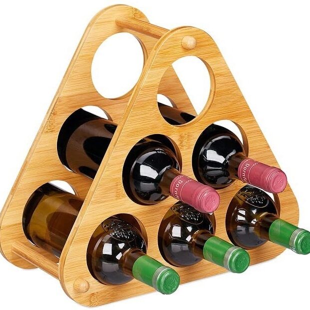 Intra απο ξύλο plywood 3mm-4mm πάχος – Φορητό Triangle Wine Rack Θήκη Μπουκαλιού 25x30 cm INTRAVECTRY-MY555363