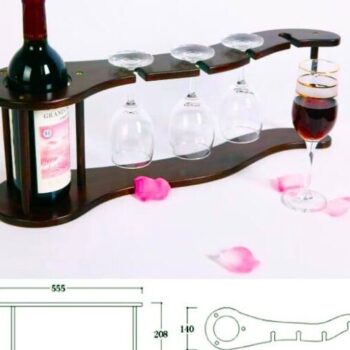 Intra απο ξύλο plywood 3mm-4mm πάχος – Ξύλινη θήκη για μπουκάλι κρασιού και ποτήρι 40x45 cm INTRAVECTRY-MY545896 - Image 1