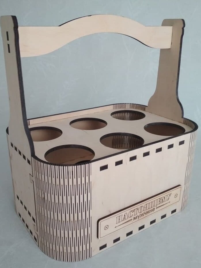 Intra απο ξύλο plywood 3mm-4mm πάχος – Living Hinge Box για 6 Μπουκάλια Λίμα Μπύρας 15x15 cm INTRAVECTRY-MY556203